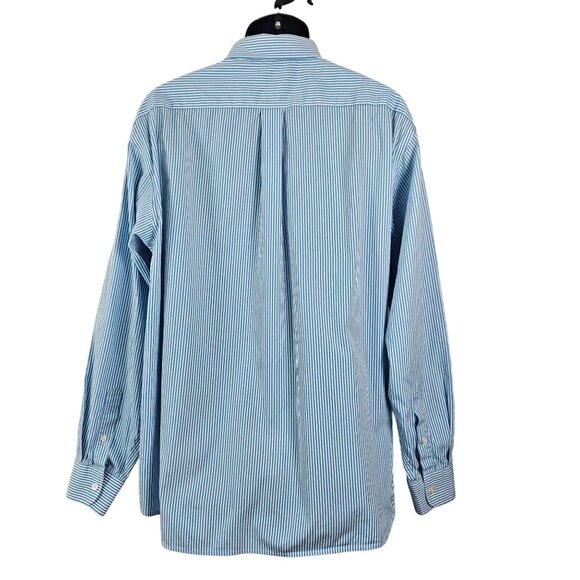 Roundtree & Yorke Mens Blue/White Striped Button-Down Shirt XL Casual Dress-Up - Picture 2 of 8